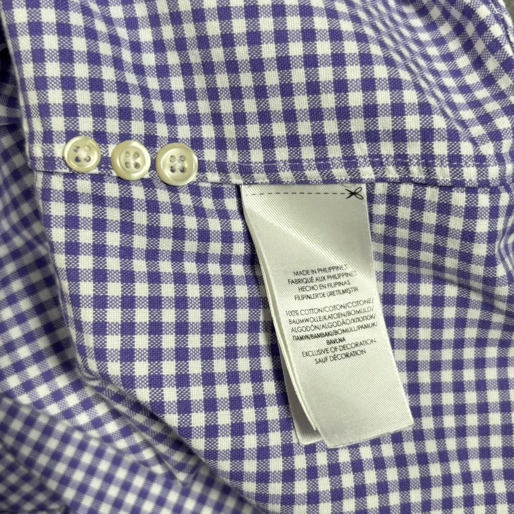 Polo Ralph Lauren Shirt Mens 2XL Purple Gingham Check Long Sleeve Button Down